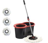 Requisite Needs Kit de nettoyage Smart Mop - Black Edition - Matériau résistant et résistant aux éclaboussures - Système de nettoyage facile au sol - 1 seau + 3 têtes de balai de rechange - 13 litres