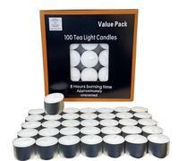 Requisite Needs Lot de 100 bougies chauffe-plat blanches non parfumées Durée de combustion 8 heures