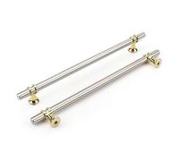 Rergy Lot de 10 poignées d'armoire et boutons de tiroir en nickel brossé et or de 25,4 cm d'écart entre les trous - Matériel de cuisine pour poignée de commode en alliage de zinc