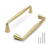 Rergy Lot de 10 poignées pour armoires de cuisine - 128 mm - Doré | Poignées de meubles robustes en alliage de zinc, bords arrondis sans risque de blessure, design incurvé élégant et moderne