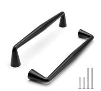 Rergy Lot de 10 poignées pour armoires de cuisine - 128 mm - Noir | Poignées de meubles robustes en alliage de zinc, bords arrondis sans risque de blessure, design incurvé élégant et moderne