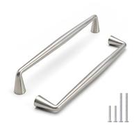 Rergy Lot de 10 poignées pour armoires de cuisine - 160 mm - Argenté | Poignées de meubles robustes en alliage de zinc, bords arrondis sans risque de blessure, design incurvé élégant et moderne