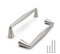 Rergy Lot de 10 poignées pour armoires de cuisine - 96 mm - Argenté | Poignées de meubles robustes en alliage de zinc, bords arrondis sans risque de blessure, design incurvé élégant et moderne