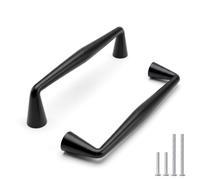 Rergy Lot de 10 poignées pour armoires de cuisine - 96 mm - Noir | Poignées de meubles robustes en alliage de zinc, bords arrondis sans risque de blessure, design incurvé élégant et moderne