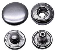 RERI Anorak Lot de 20 boutons pression en métal Noir 15 mm