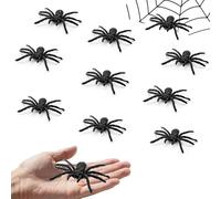 Reroon 10 PCS Halloween Spider Party Decorations Plastic Toys | Black Tiny Fake Spider Web Decor | Realistic Fun Toys Prank Props Scare Practical Surprise Joke Party Decor| 7.9 cm X 6.9 cm