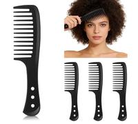 Reroon 4 Pack Wide Tooth Comb for Curly Hair | Barber Brush for Long Thick Wet Wavy Wigs Hair |Anti-Static Hairdressing Combs Set for Styling and Detangling | Grooming Salon Hotel Styling Care Tools