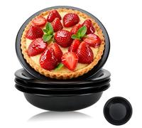 REROON Lot de 4 mini moules à tarte individuels de 13 cm pour la cuisson - Moules à gâteau ronds antiadhésifs en acier carbone pour four et casserole, poulet, tartes aux pommes, quiches, biscuits