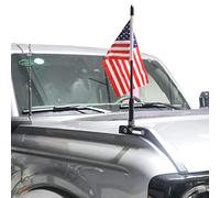 RERPRO Support de drapeau avec mât et capot pour Ford Bronco 2 portes 4 portes réglable à 360 ° en alliage d'aluminium robuste Noir