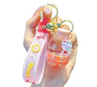 Rertnocnf Porte-clés mignon kawaii flottant lapin créatif bouteille d'eau design sac à dos e voiture enfants filles femmes sac à main portefeuille acrylique transparent paillettes liquide