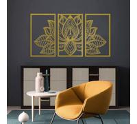 Resama 3 pièces Décor mural en fleur de lotus en métal Mandala Décor mural unique en fleur de lotus pour salon, chambre, bureau et décor mural suspendu pour salle de yoga (Or, Grand)