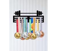 Resama Présentoir à médailles - Support mural robuste en métal noir pour jusqu'à 60 médailles, facile à installer, parfait pour les athlètes et les enfants, taille 40,6 cm, design antidérapant