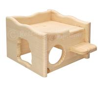 Resch Nr25 Ruine pour hamster en bois massif d'épicéa naturel avec 2 entrées/sorties et une entrée vers la grande terrasse sur le toit 21 x 13 x 17 cm (L x H x l)