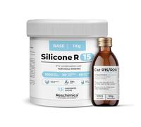 Caoutchouc de Silicone R15 pour Moule Souples (13 ShoreA), bi-composant, durcissement Rapide (6h), Caoutchouc de coulée Blanc Semi-Brillant pour la Reproduction de modèles et Bijoux (1 kg)