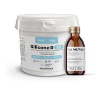 Caoutchouc de silicone R15 pour moule souples (13 ShoreA), bi-composant, durcissement rapide (6h), caoutchouc de coulée blanc semi-brillant pour la reproduction de modèles et bijoux (3 kg)