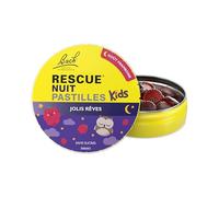 RESCUE NUIT KIDS - Jolis Rêves - Pastilles Framboise Sans Alcool, Sans Sucres - Apaisant, Calmant et Relaxant pour Enfants - Favorise le Sommeil Serein et Réparateur - 50g