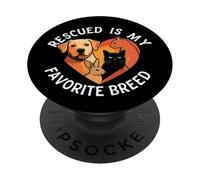 Rescued Is My Favorite Breed Dog Cat Rabbit Pet Adoption PopSockets PopGrip Adhésif