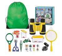 Researcher Set for Children, Binoculars for Children, 22-piece Explorer Set with Insect Catcher, Compass, Cup Magnifier And More Tw