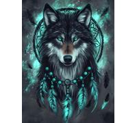 RéSeau De Chasse Aux Loups 5D DIY Diamond Painting Kit Complet pour Adultes et Enfants, 20x30cm, Broderie Diamant Plein Rond, Strass Point de Croix pour, Art Artisanat Décoration Murale Maison E-491