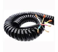 Réseau spiralé spiralé Flex, Cordon télescopique à ressort en spirale à 6 conducteurs, extérieur, 24AWG, 0,2 mm², gaine solaire noire, 2,5 à 7,5 m(2.meter)
