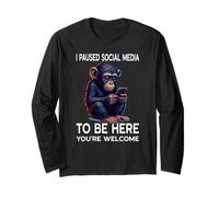 Réseaux sociaux en pause Rencontres drôles en ligne Chimpanzé mignon Manche Longue