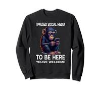 Réseaux sociaux en pause Rencontres drôles en ligne Chimpanzé mignon Sweatshirt