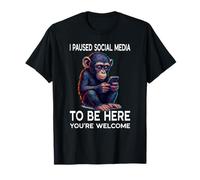Réseaux sociaux en pause Rencontres drôles en ligne Chimpanzé mignon T-Shirt