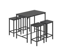 ReseeZac Table de Bar avec 4 chaises de Bar,Cuisine Salle à Manger Set,Table de Bar et Tabouret de Bar Set,pour Cuisine Salle à Manger Salon Taverne,Motif marbre Noir,Table de Bar 100x60x90CM
