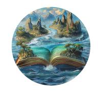 Réserver Îles entourées Océan Rond Puzzle 120 Pièces Adultes Enfants Forme d'animal Décompression Progressive Réduction du Stress Cadeau Décoration Murale 120 PCS