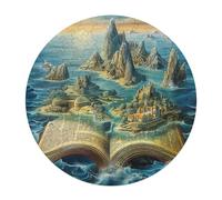 Réserver Îles entourées Océan Rond Puzzle 120 Pièces pour Adultes Enfants Forme d'animal Célébrités Réduction du Stress Décoration Murale Jeu Éducatif Jouets Défi 120 PCS