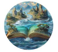 Réserver Îles entourées Océan Rond Puzzle 68 Pièces pour Adultes Enfants Forme d'animal DIY Résumé Paysage des Cadeau Original Décoration Murale Classique 68 PCS