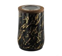 Réservoir à café scellé en acier inoxydable avec couvercle en verre et joint en silicone, avec couvercle en bois et cuillère, pour maintenir la fraîcheur du café et du thé (noir et doré)