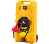 Réservoir à Carburant Portable 57L avec Pompe à Siphon Manuelle - Tuyau 3m & Buse pour Essence/Diesel, Débit 7.5L/min - Réservoir Robustes avec Valve d'Arrêt et Transfert Rapide (jaune)