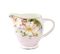Réservoir à lait en porcelaine 2 pièces, accessoires for service thé de l'après-midi, verres, Latte Art, pichet Pour Faire Mousse le Lait(Pink300ml)