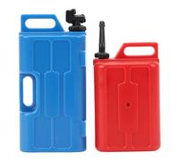 Réservoir de carburant à essence de simulation à l'échelle 1/10, ensemble de mini réservoir de carburant en plastique, bidon d'essence SCX10 RC Crawlers, couleur vive, facile à (Rouge + bleu)