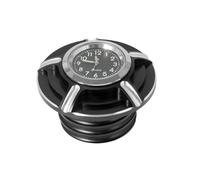 Réservoir de carburant de moto en aluminium CNC avec horloge, noir, compatible avec Harley Davidson Sportster XL 1200 883 X48 Dyna, bouchon d'huile décoratif bouchon de réservoir de carburant pour mot
