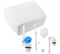 Réservoir de Chasse D’eau Mural Manuel Blanc en Plastique pour Toilettes | Valve de Remplissage, Flotteur et Quincaillerie Inclus, pour Modèles Anciens, Stations et Sanitaires Industriels
