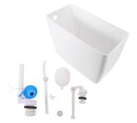 Réservoir de Chasse D'eau à Chaînette, Mural, pour Toilettes Anciennes | Kit en Plastique Blanc, Robinet de Remplissage et Flotteur Inclus, Usage Écoles et Sanitaires Publics