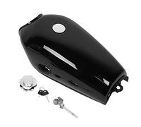 Réservoir de Gaz de Carburant de Moto Rétro Universel Aramox avec Interrupteur de Couvercle Accessoires de Réservoir de Gaz de Moto Adaptés pour CG125 Noir Brillant