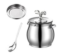 Réservoir de graisse en acier inoxydable pour bacon, avec passoire, spatule | Pot de conservation d'huile de cuisine, pot de conservation de graisse pour réfrigérateur, cuisinière, four