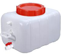 Réservoir de stockage d'eau portable de 25 L - Seau multifonction en plastique pour l'extérieur, le voyage, le camping et l'utilisation d'urgence - Design horizontal durable (blanc taille B)