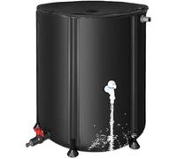 Réservoir de stockage d'eau portable - Système de baril de pluie pliable avec dessus en maille, support pour bec de descente, robinet et couvercle à fermeture éclair pour une collecte efficace de