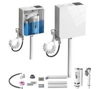 Réservoir de toilettes en plastique à profil bas - Design économe en eau - Mécanisme de chasse complet inclus - Modèle silencieux blanc - Idéal pour la rénovation et l'installation de la salle de bain