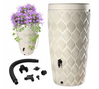 KADAX Récupérateur d'eau de Pluie avec bac à Plantes intégré dans Le Couvercle - 240 l - en Plastique - Réservoir d'eau de Pluie avec Robinet - Résistant au Gel - Crème