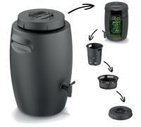 Poubelle à compost bio - Réservoir d'engrais pour la fabrication d'engrais avec robinet - 25 l - Noir anthracite - Composteur pour déchets biologiques