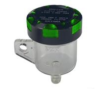 Réservoir d'huile de frein pour moto avec construction en alliage d'aluminium CNC et gobelet transparent adapté aux systèmes de frein à pompe directe et aux liquides DOT4 (droit noir/vert)
