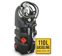 Réservoir Essence Mobile 110L Certifié ATEX, Pompe à Essence Manuelle de Ravitaillement, Débit 30 l/min avec Tuyau Antistatique de 3 Mètres, Réservoir de Carburant Mobile pour un Remplissage Efficace