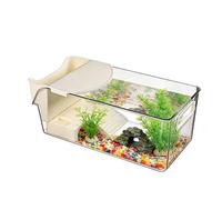 Réservoir pour tortues d'eau - Habitat pour tortues - Boîte d'élevage transparente avec stade de prélassement, enclos pour amphibiens et poissons, petit récipient pour animaux de compagnie, habitat