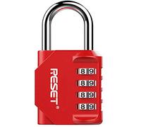 RESET-060 Cadenas 4 chiffres, hauteur utile 31 mm, rouge, 1 pièce | Un cadenas à code 4 chiffres ; hauteur utile 31 mm, largeur intérieure 20 mm et diamètre d’anse 6 mm.