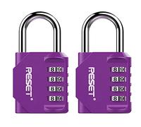 RESET-060 Cadenas 4 chiffres, hauteur utile 31 mm, violet, 2 pièces